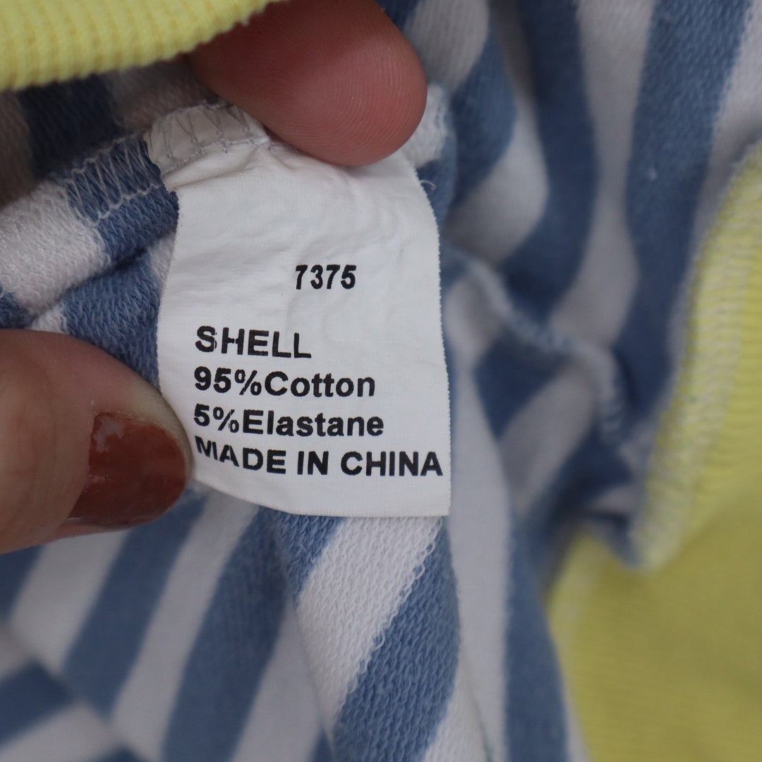 BTFBM Womens Blue White Striped Sweatshirt Yellow Trim Size L