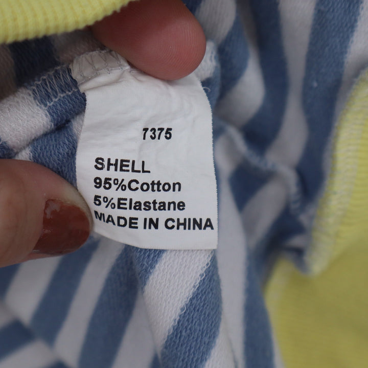 BTFBM Womens Blue White Striped Sweatshirt Yellow Trim Size L