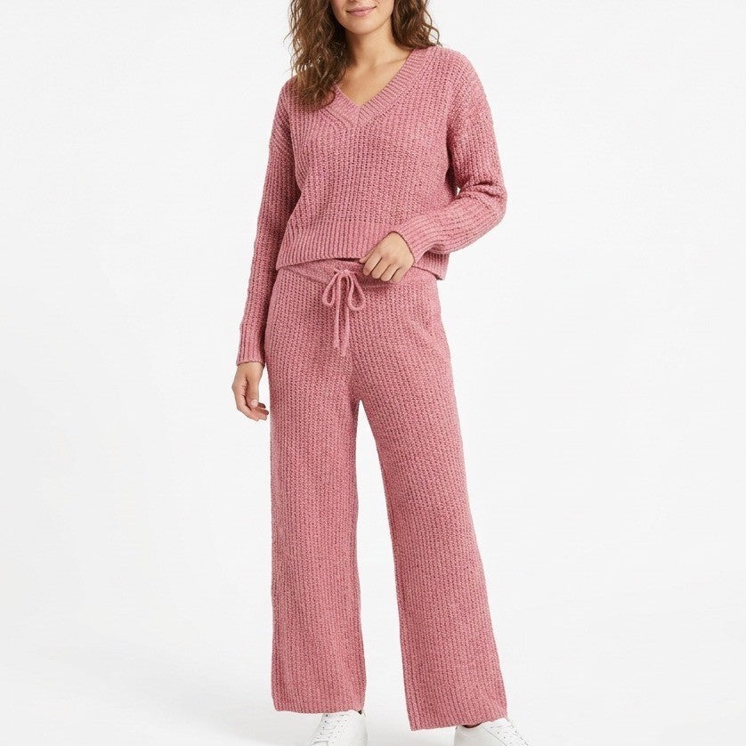State of Day Intimates 2-PC Pajamas Set Womens M Rust Open Knit V-Neck Sleepwear