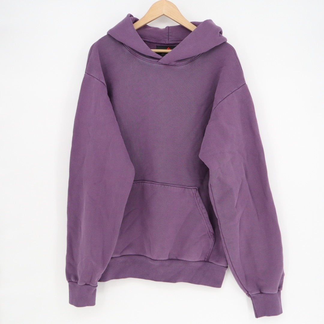 American Giant Hoodie Mens Medium Purple Logo Fleece Lined Cotton Drop Shoulder