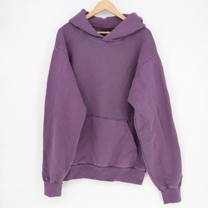 American Giant Hoodie Mens Medium Purple Logo Fleece Lined Cotton Drop Shoulder