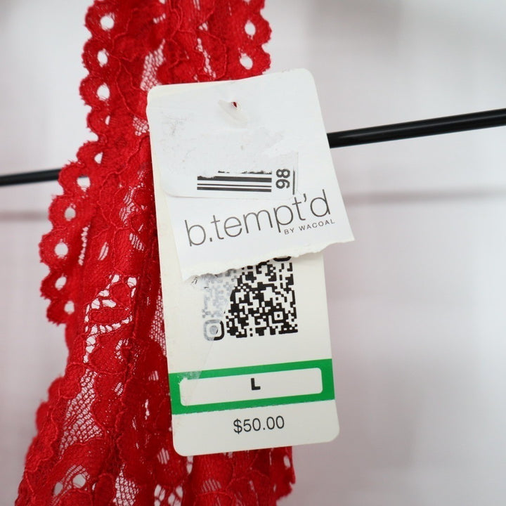 B.tempt'd by Wacoal Ciao Bella Halter Bodysuit Womens Large Red Floral Lace