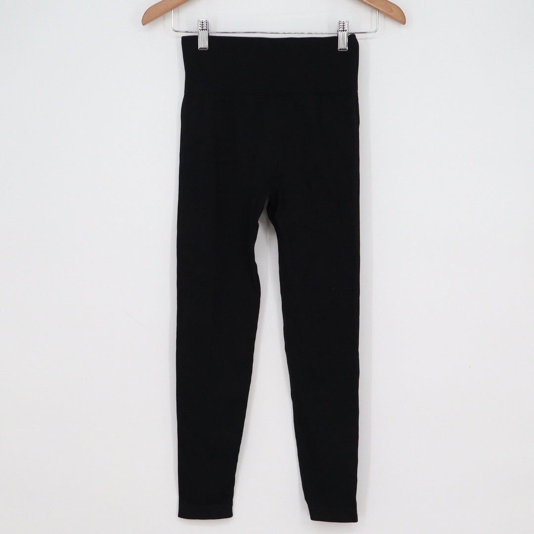 OQQ Womens High Waisted Ribbed Leggings Black Size M Seamless Yoga Pants
