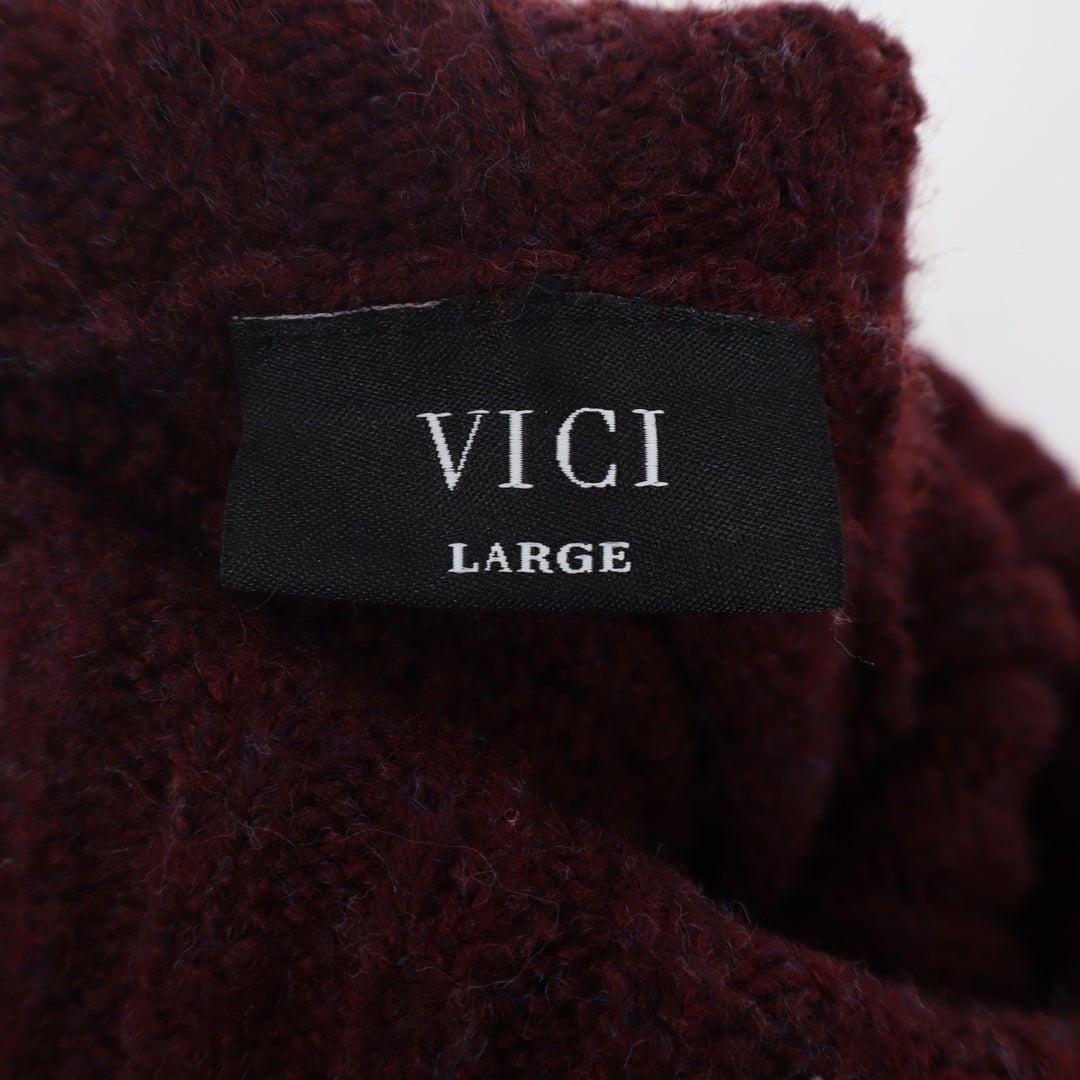 VICI Burgundy Oversized Turtleneck Chunky Knit Sweater Women's Large