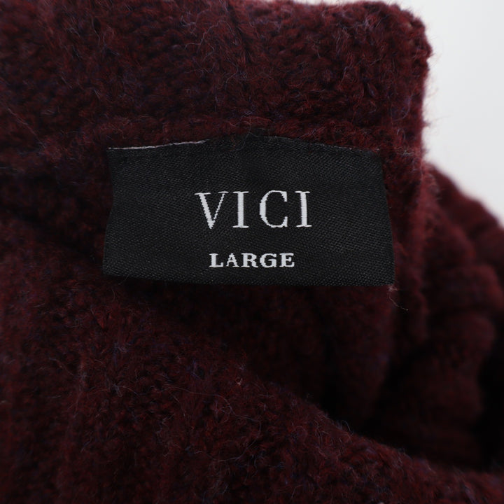 VICI Burgundy Oversized Turtleneck Chunky Knit Sweater Women's Large