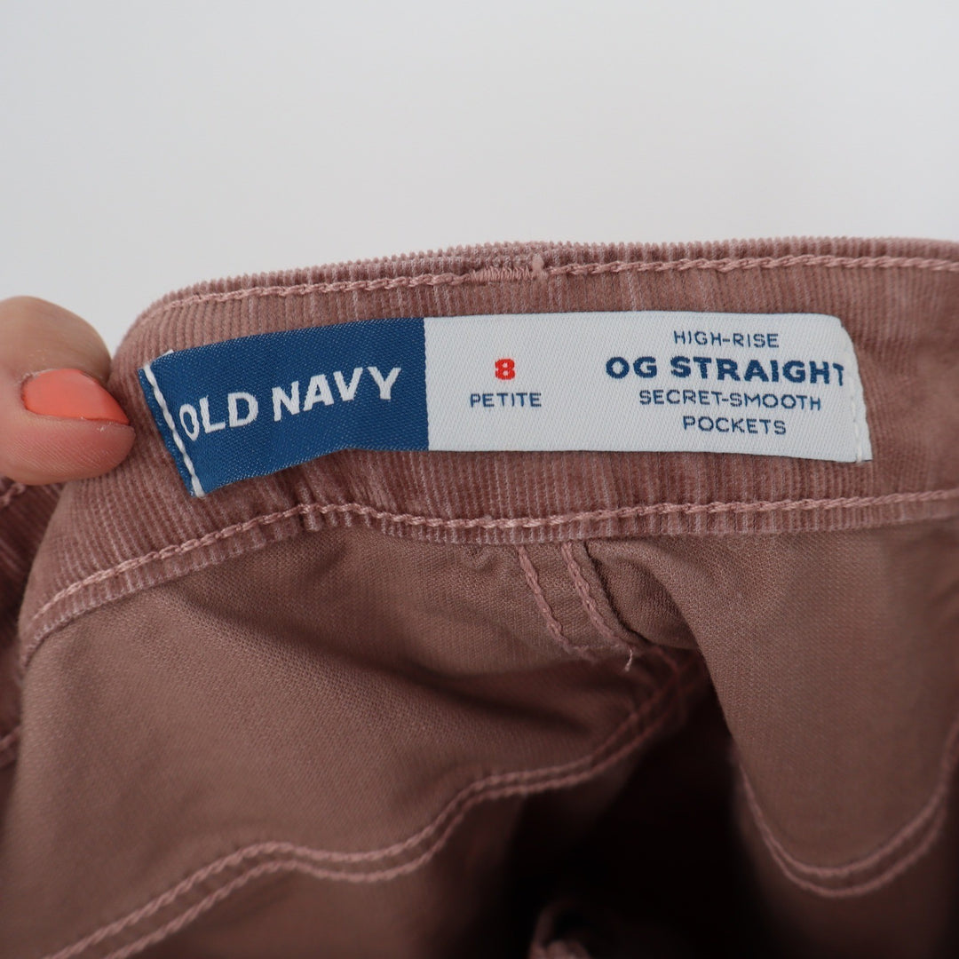 Old Navy OG Straight High-Rise Corduroy Pants Dusty Rose Mauve 8 Petite