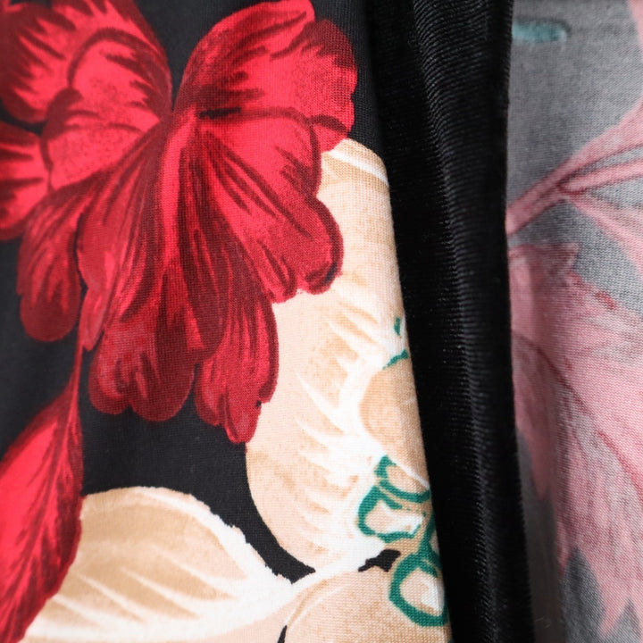 Linea Donatella Set Women XL Black Red Floral Wrap Kimono Cardigan & Pants