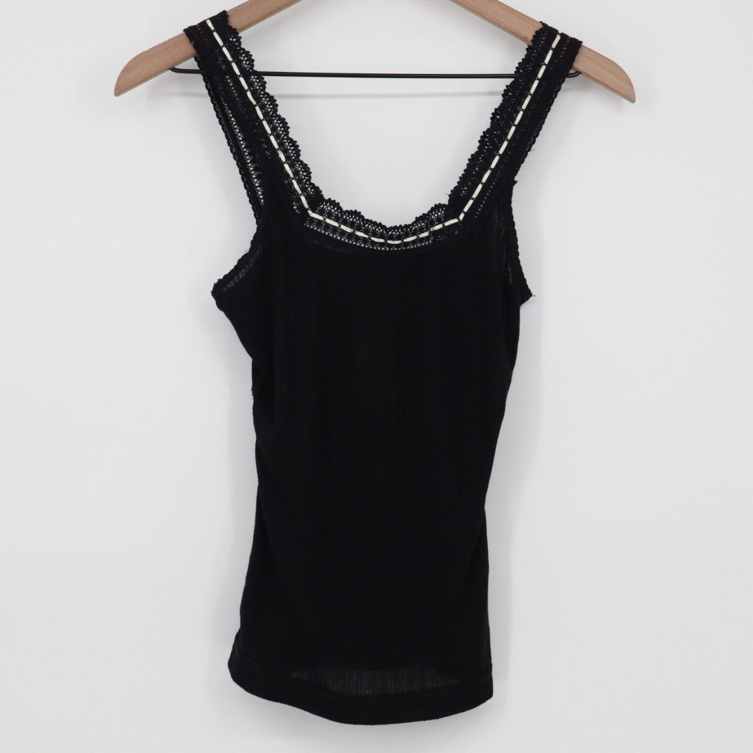 Intimately Free People Only You Tank Top Womens XS Black Round Neck Wide Strap