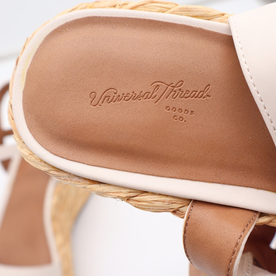 Universal Thread Cream Woven Espadrille Platform Wedge Sandals 9.5