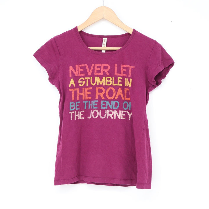 BLU Womens Graphic Tee Purple Inspirational Quote Cotton T-Shirt Size M