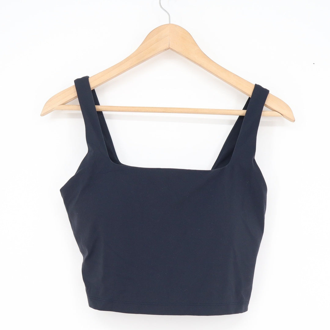 CRZ YOGA Navy Blue Square Neck Longline Sports Bra Crop Top Medium