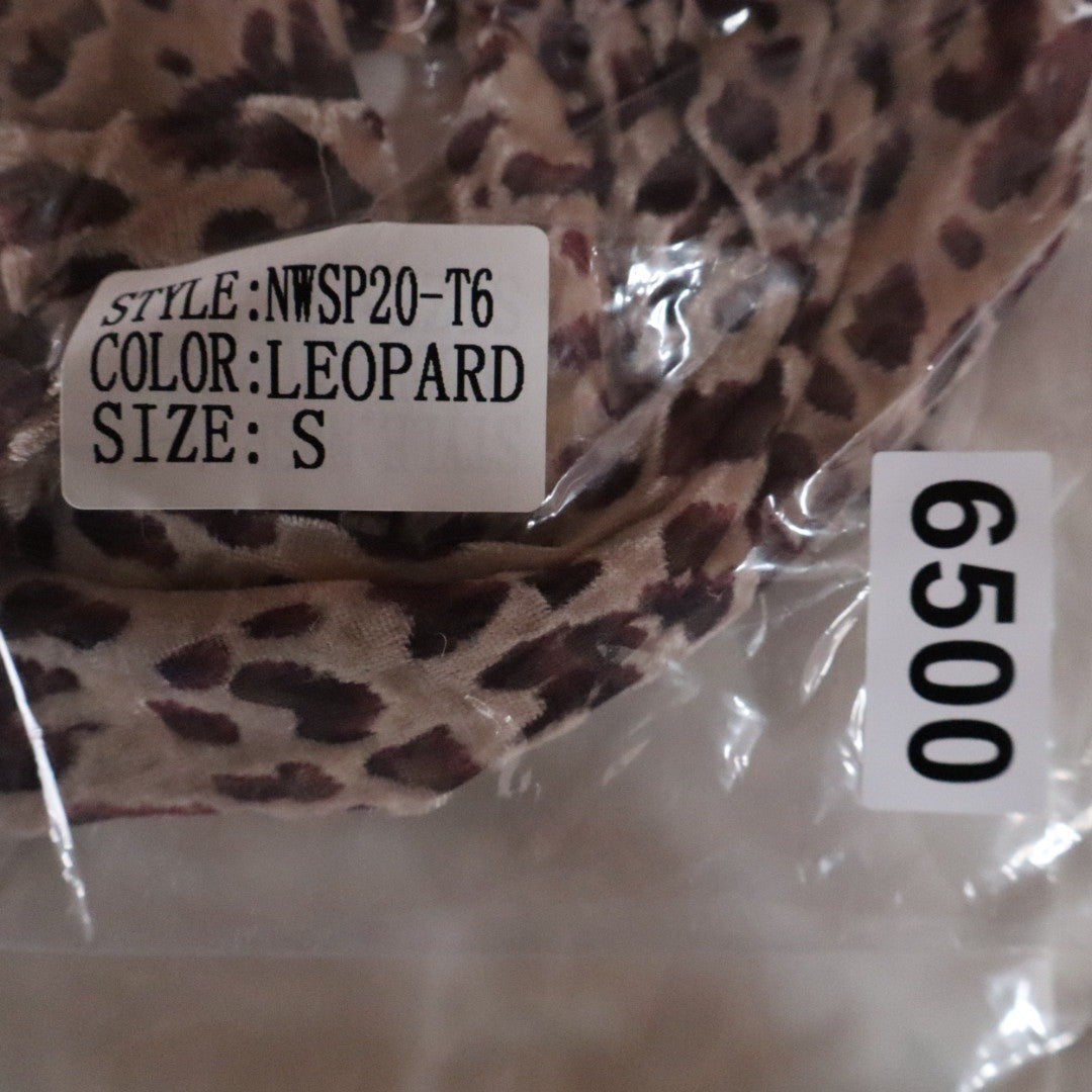 Naked Wardrobe Leopard Print Long Sleeve Crop Top Small Sweetheart Knot