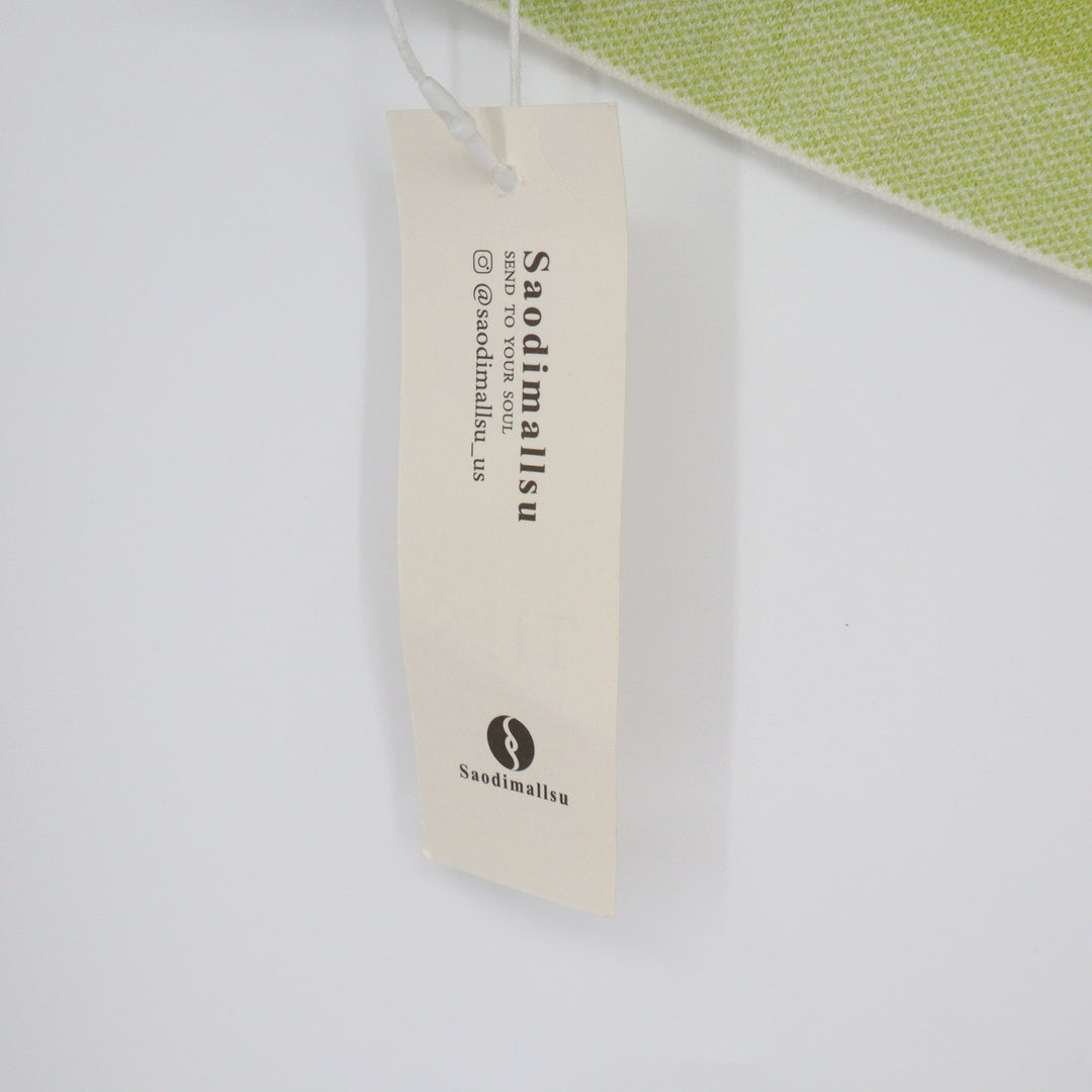 Saodimallsu Lime Green White Geometric Striped Knit Mini Skirt Size L