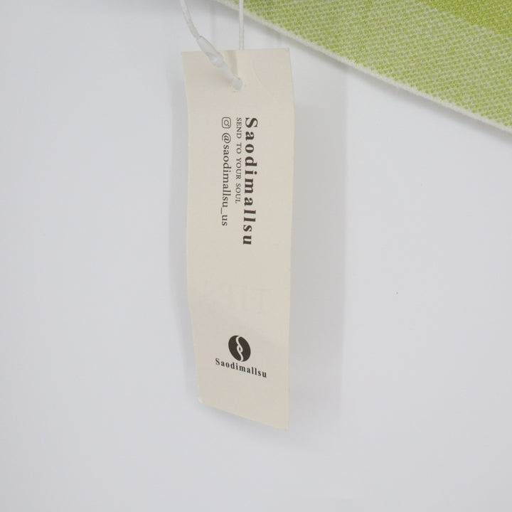 Saodimallsu Lime Green White Geometric Striped Knit Mini Skirt Size L