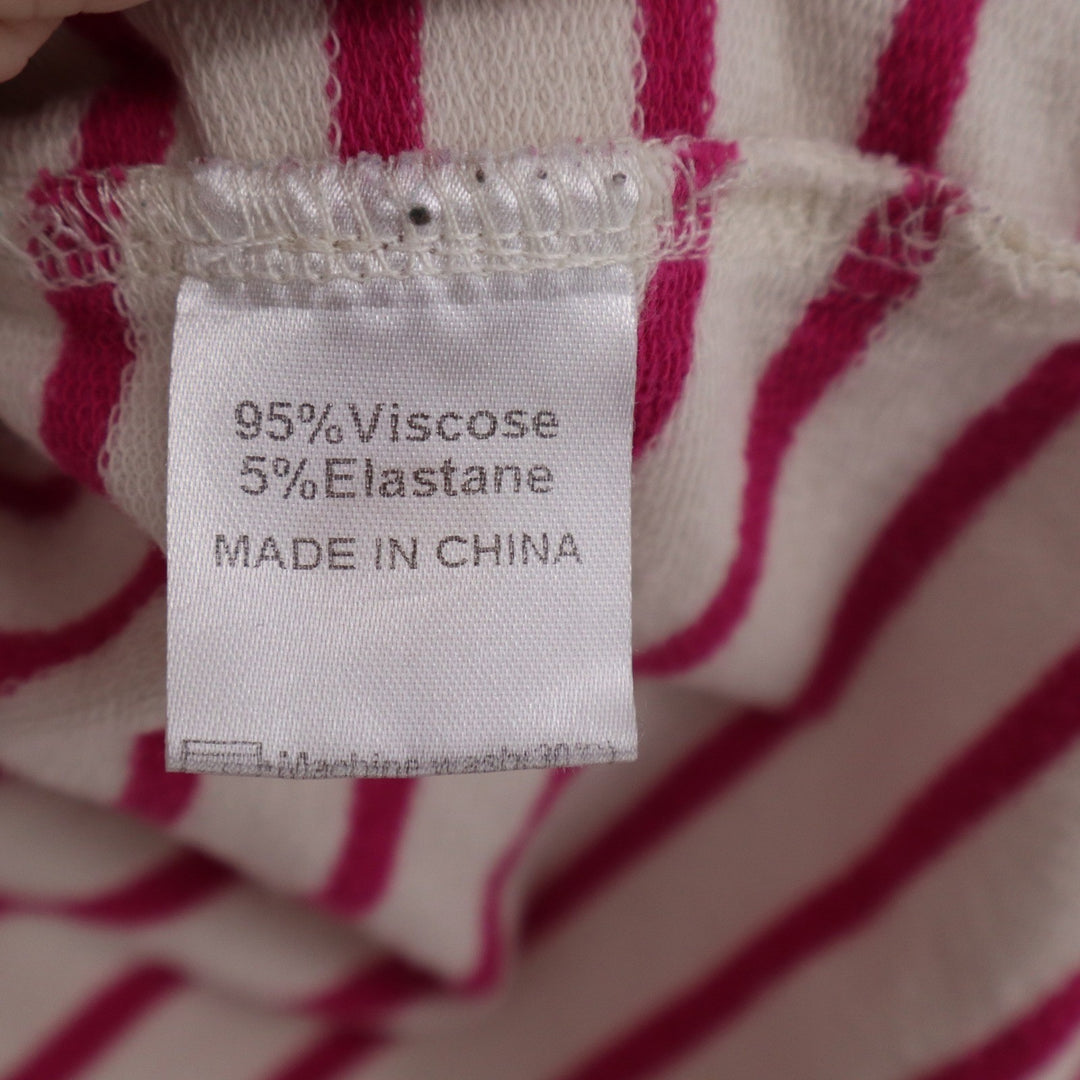 ZESICA Womens XL Pink White Striped Long Sleeve Polo Shirt Blue Collar KLK0604