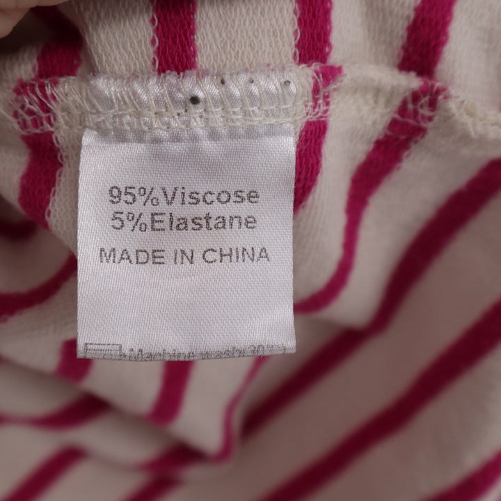 ZESICA Womens XL Pink White Striped Long Sleeve Polo Shirt Blue Collar KLK0604