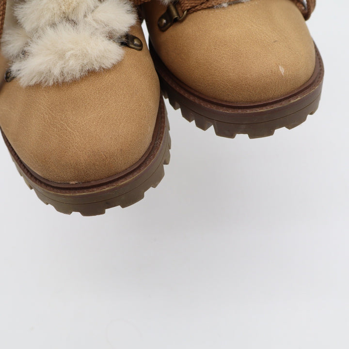 Unionbay Womens Tan Faux Fur Trim Hiker Ankle Boots Lug Sole Size 10