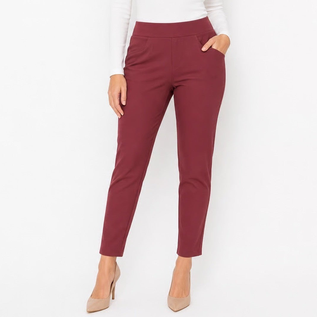 Maze Collection Burgundy Pull On Slim Pants Plus Size 1X Maroon Leggings