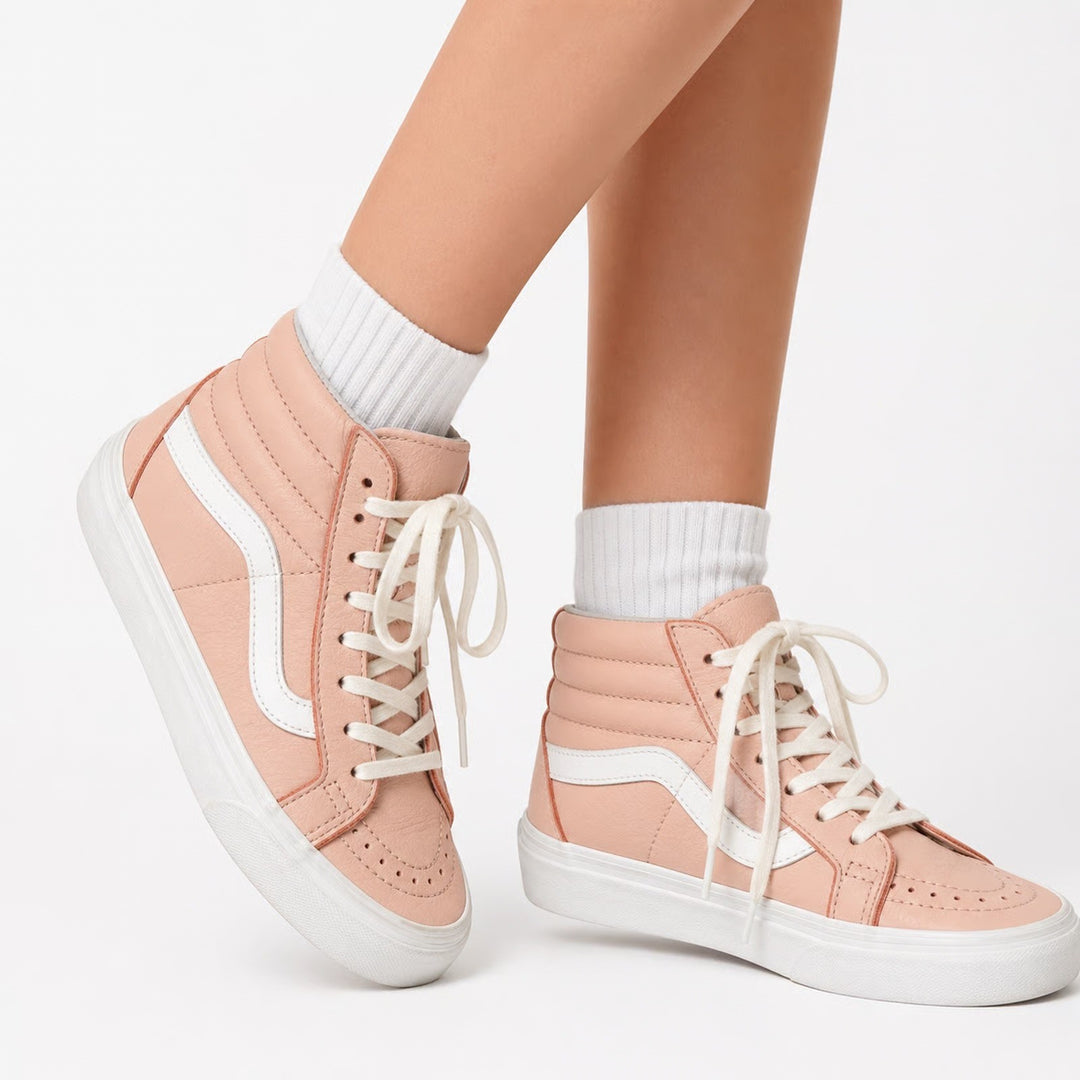 Vans Sk8-Hi Leather High Top Sneakers Peach Pink Womens 7