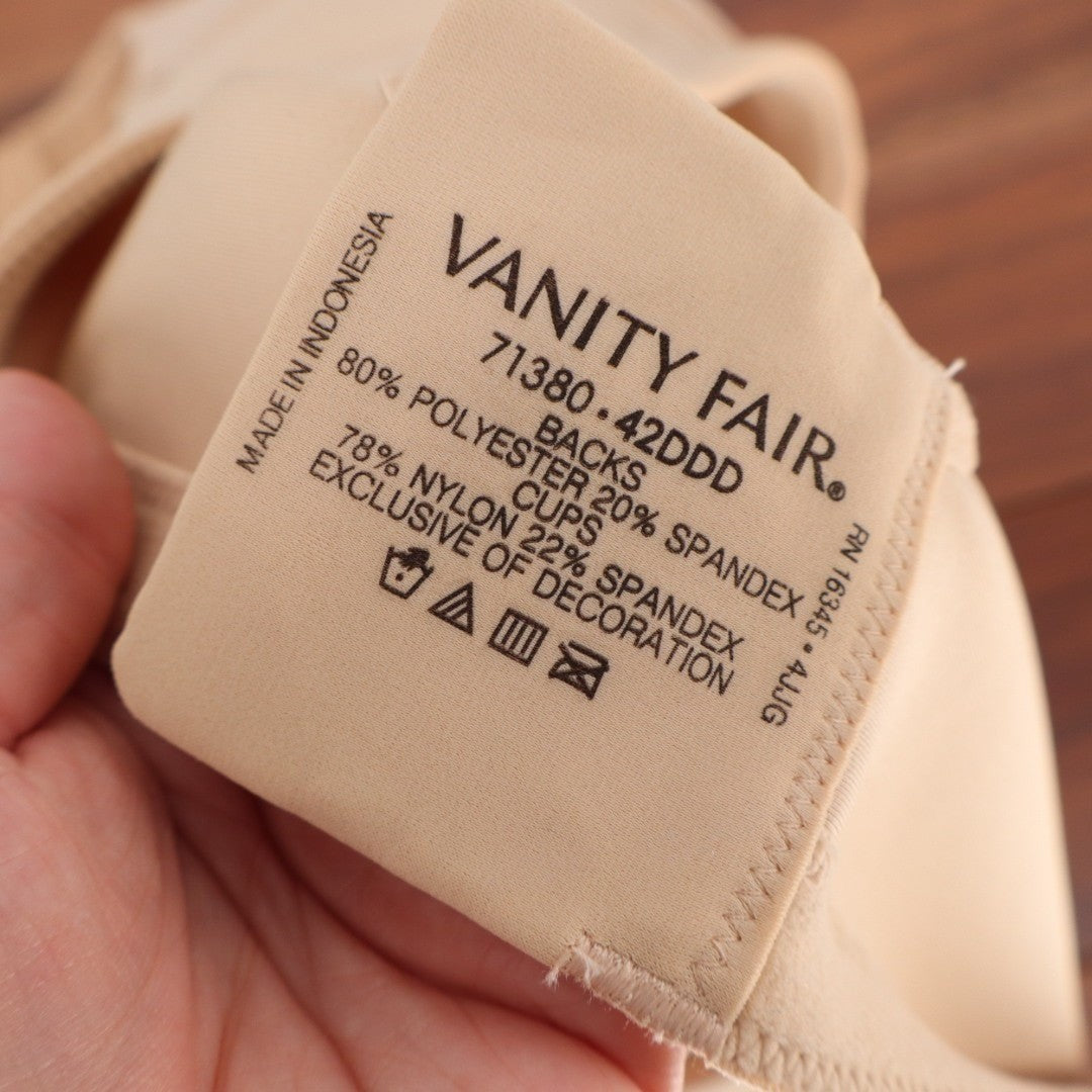 Vanity Fair Full Figure Beauty Back Smoother Wireless Bra Womens 42DDD Beige