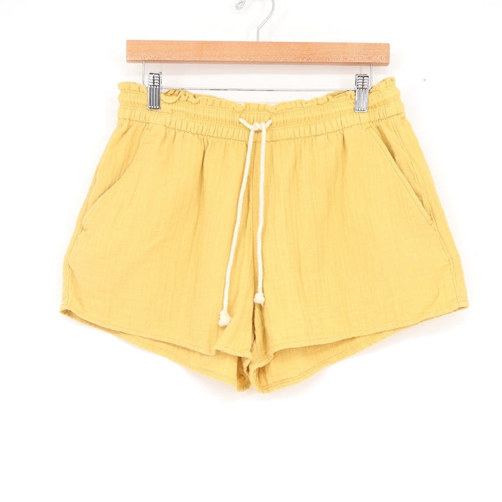 Old Navy Womens Yellow Cotton Gauze Comfort Waistband Drawstring Shorts Size M