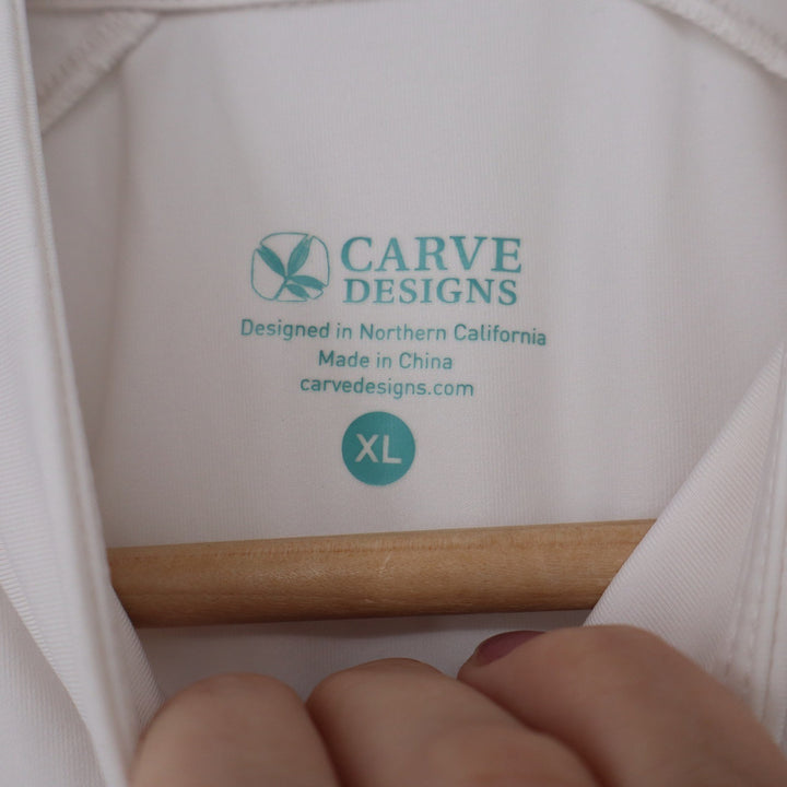 Carve Designs Women's XL Cream Ruched Side Cinch Sleeveless 1/4 Zip