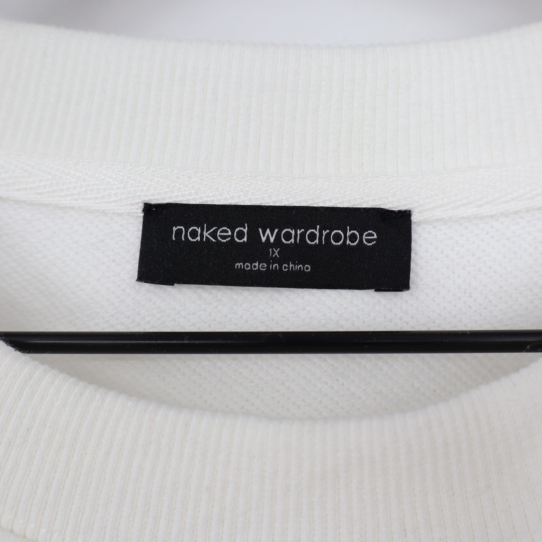 Naked Wardrobe Womens 1X Off White Cream Crewneck Sweatshirt Oversized