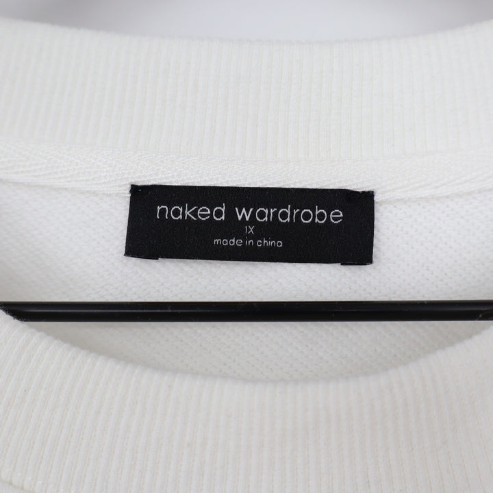 Naked Wardrobe Womens 1X Off White Cream Crewneck Sweatshirt Oversized