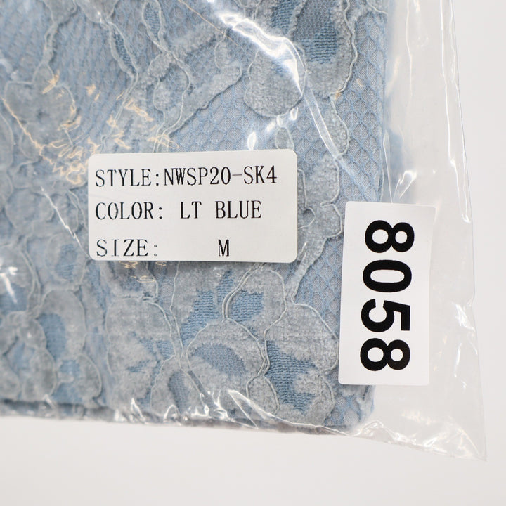 Naked Wardrobe Light Blue Floral Lace Mini Skirt Medium