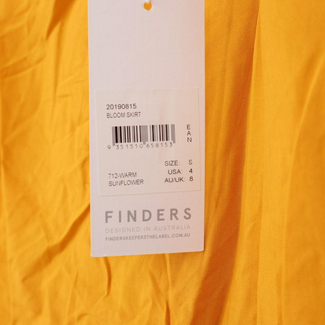 Finders Keepers Bloom Skirt Yellow Sunflower Ruched Midi Ruffle Small