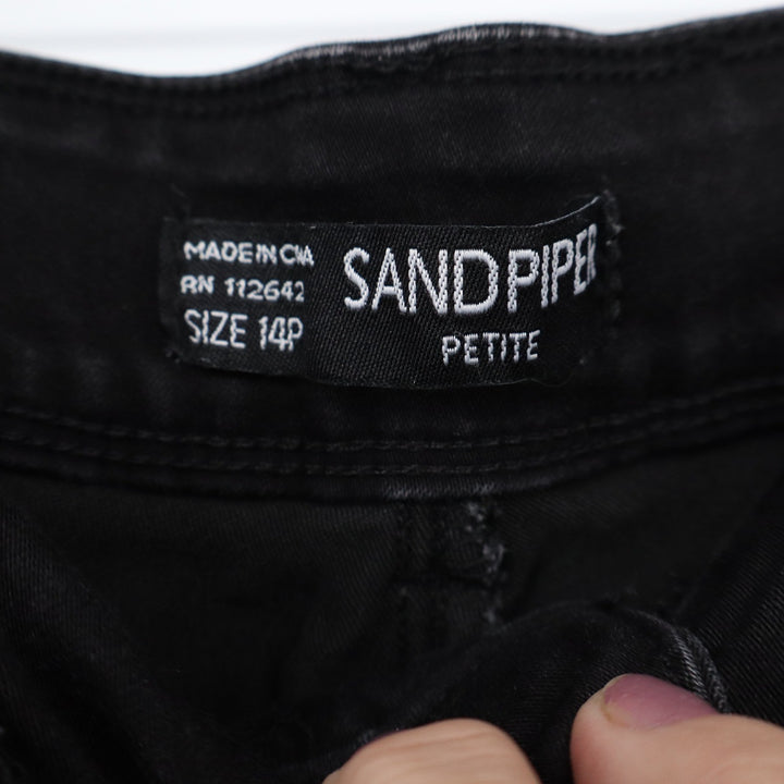 Sandpiper Petite Womens Black Skinny Jeans Size 14P High Rise Stretch Denim