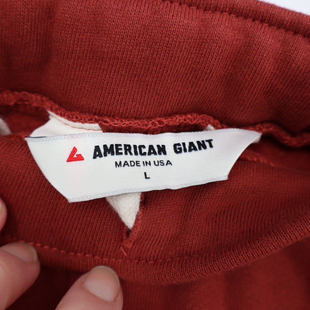 American Giant Pintuck Flare Pants Women Large Spiced Apple Cotton Slash Pockets