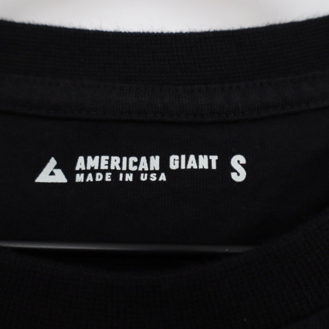 American Giant T-Shirt Mens S Black Cotton Front Pocket Crew Neck Short Sleeve