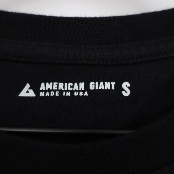 American Giant T-Shirt Mens S Black Cotton Front Pocket Crew Neck Short Sleeve