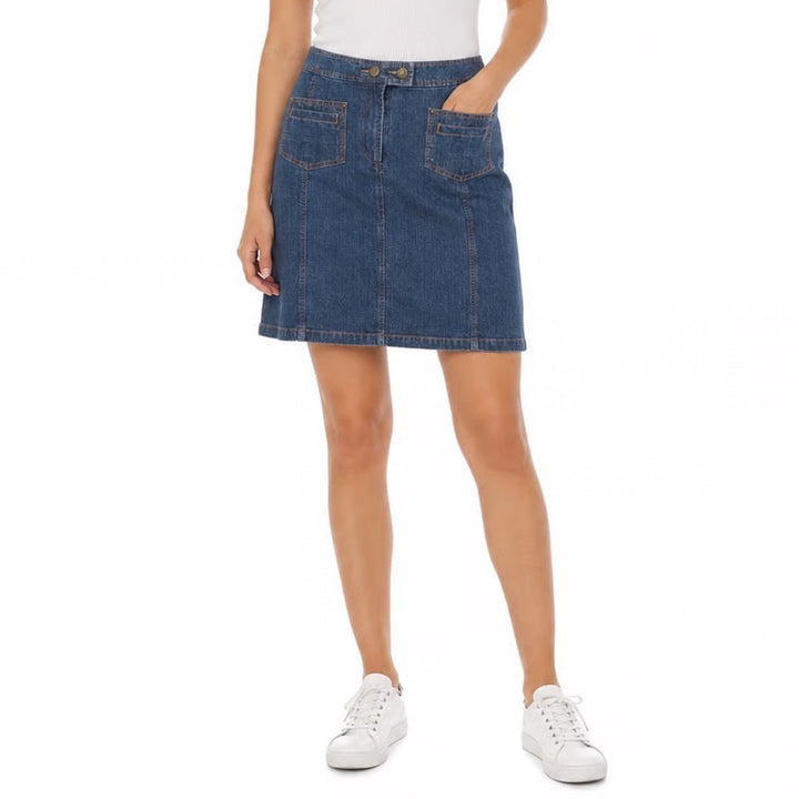 Christopher & Banks Womens Size 12 Dark Wash Stretch Denim A-Line Skirt