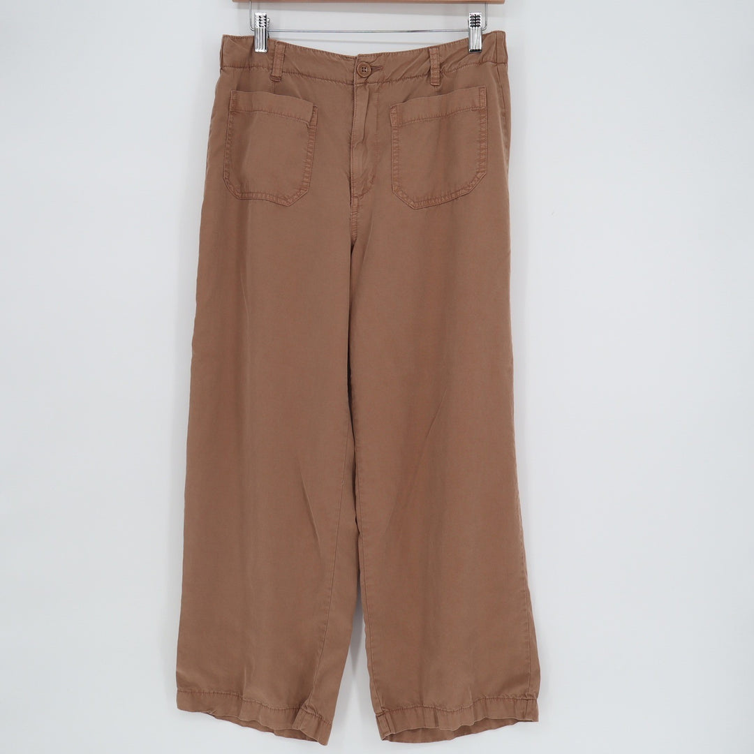Sanctuary Brown Wide Leg Lyocell Utility Pants Elastic Back Medium