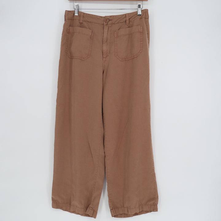 Sanctuary Brown Wide Leg Lyocell Utility Pants Elastic Back Medium