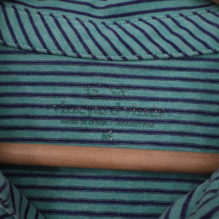 Vineyard Vines Mens M Green Navy Striped Short Sleeve Whale Logo Polo Shirt