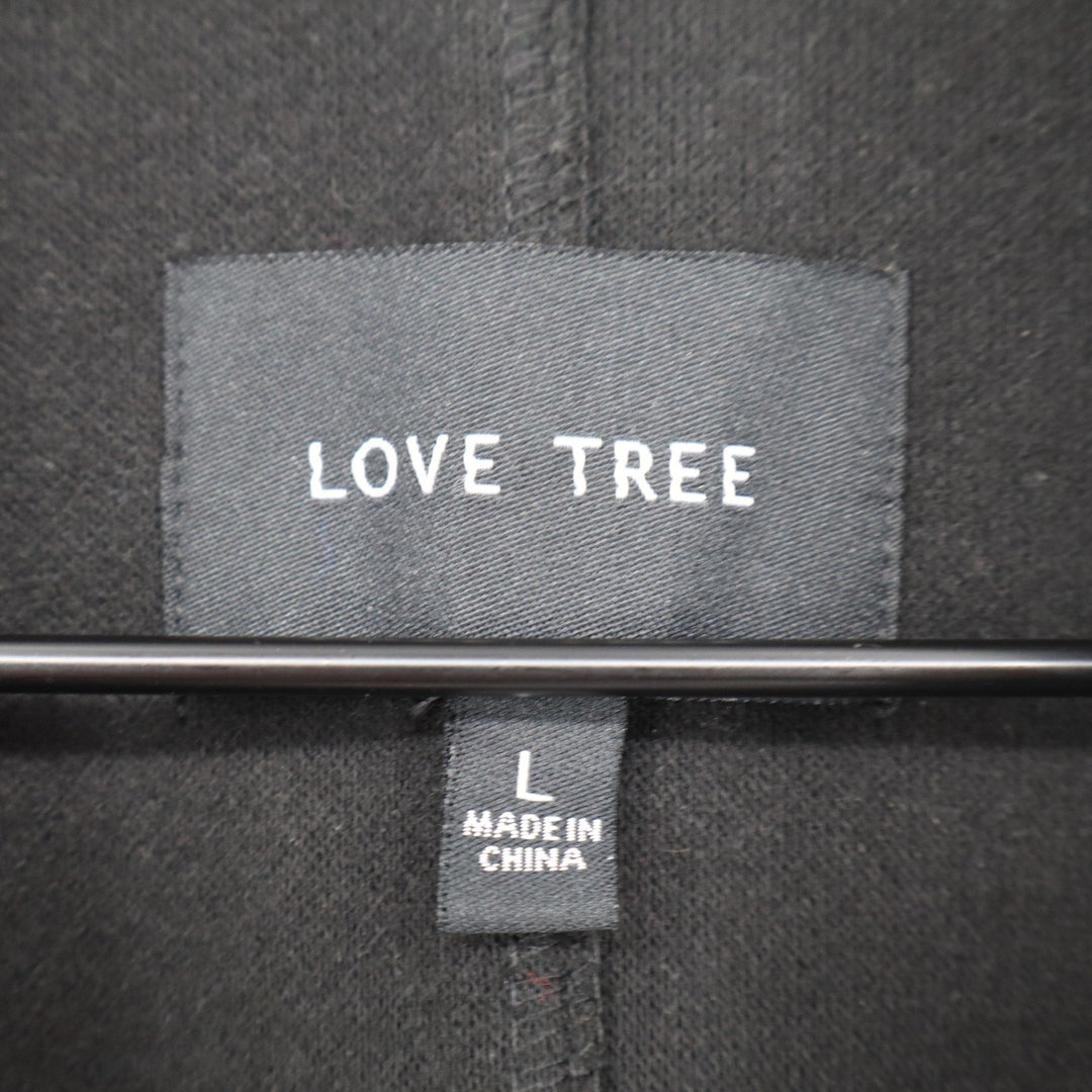 Love Tree Womens Black Open Front Notched Lapel Car Coat Size L