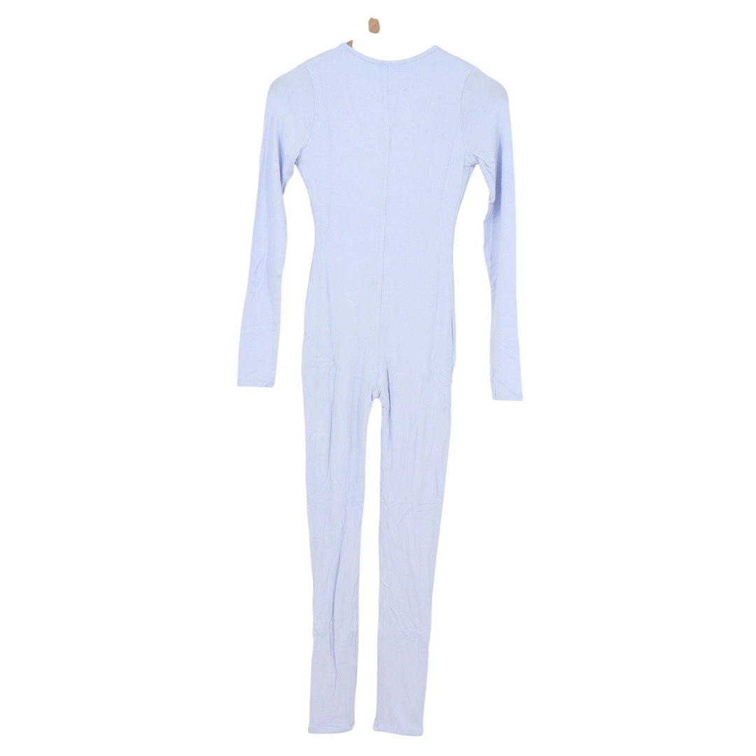 Naked Wardrobe Womens Long Sleeve V-Neck Jumpsuit Periwinkle Blue Size S