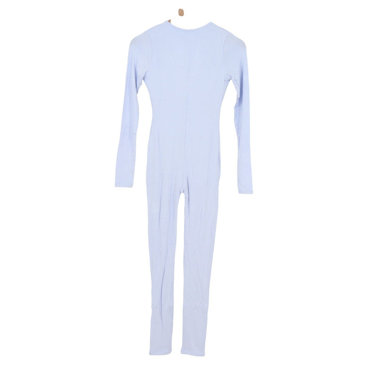 Naked Wardrobe Womens Long Sleeve V-Neck Jumpsuit Periwinkle Blue Size S