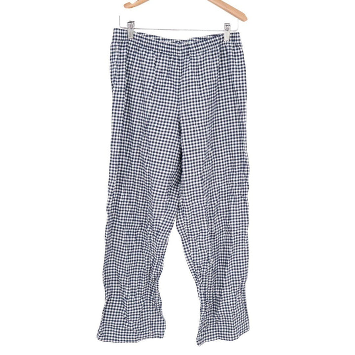 Charter Club Flannel 2-PC Pajamas Set Womens M Blue Gingham Check Lapel Collar