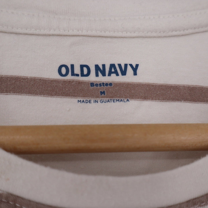 Old Navy Bestee Womens Medium Brown Cream Striped Short Sleeve Crewneck T-Shirt