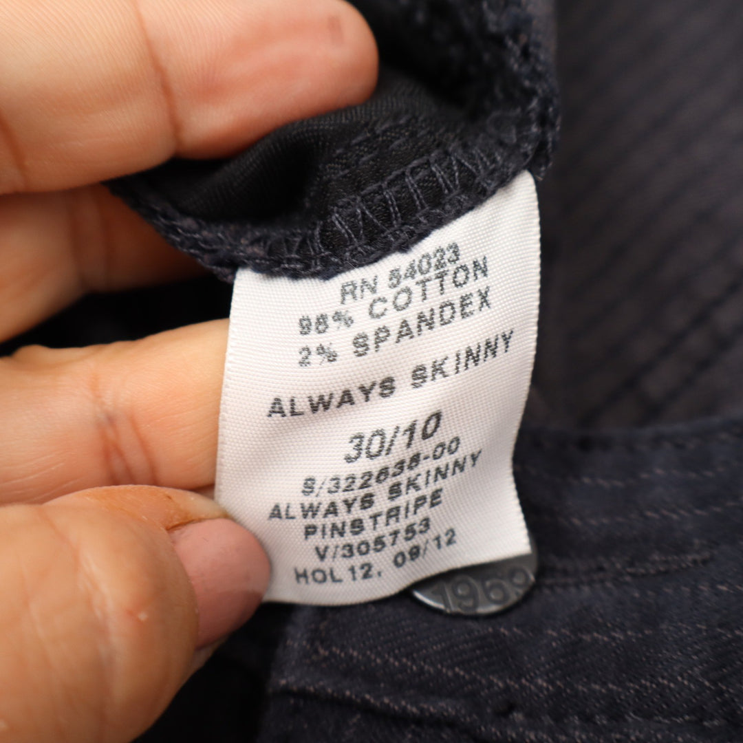 Gap 1969 Always Skinny Jeans Navy Blue Pinstripe Stretch Denim Pants 30/10