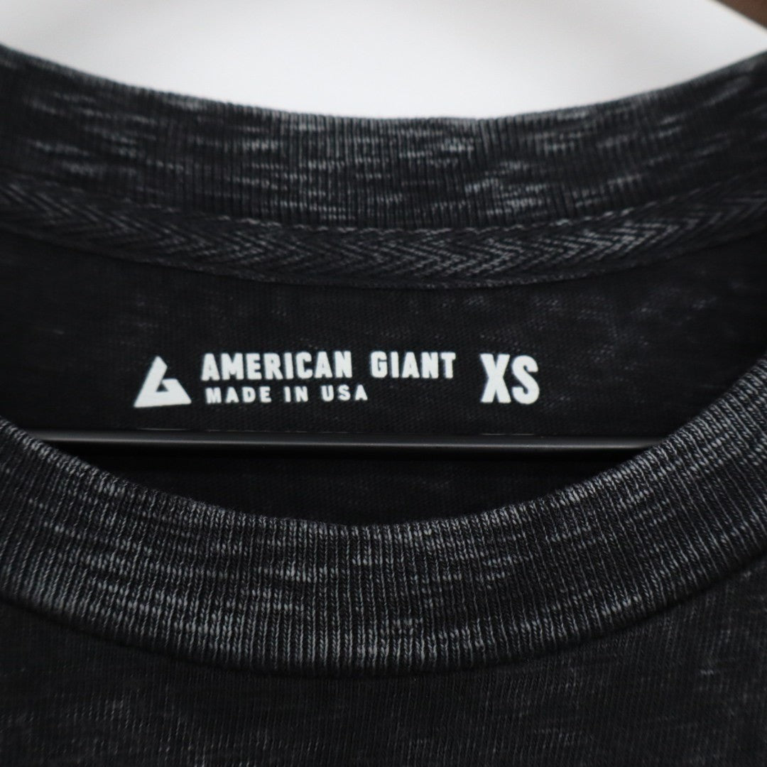 American Giant Premium Slub Tiered Dress Women XS Black Cotton Crew Neck Outdoor
