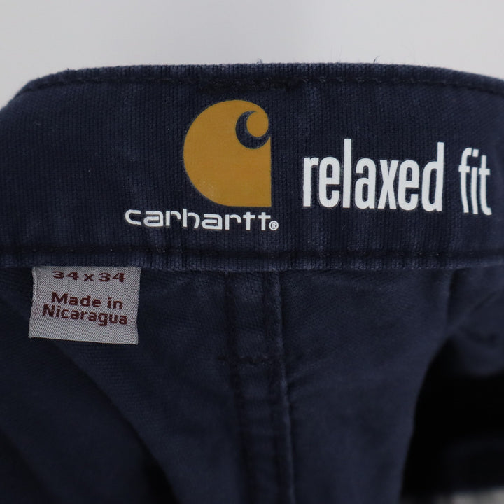 Carhartt Relaxed Fit Canvas Work Pants Navy Blue 102291-412 Mens 34x34 Utility