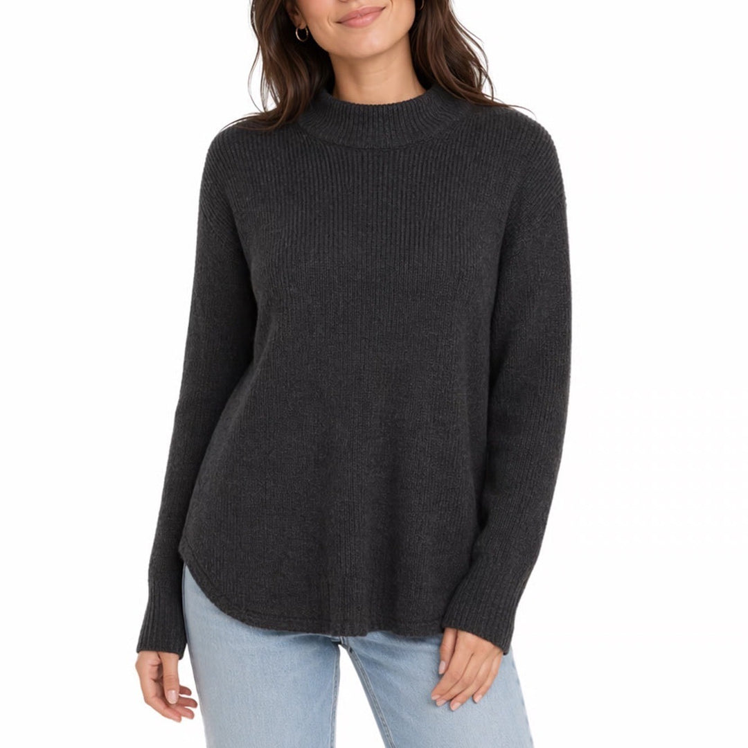 American Eagle Outfitters Sweater Women Medium Gray Ribbed Knit Mock Neck Winter