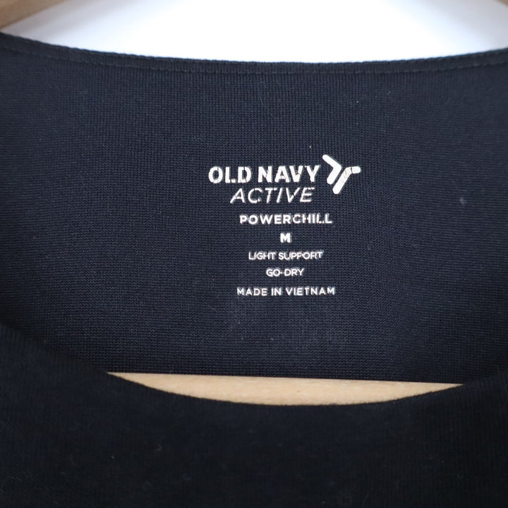 Old Navy Active PowerChill Black High Neck Crop Tank Top Go-Dry Medium