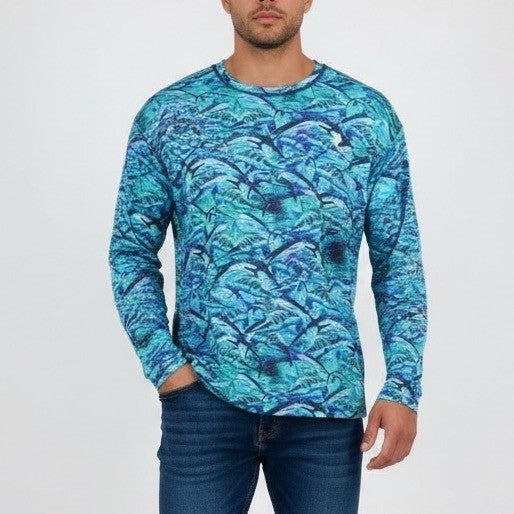 Reel Legends Performance Clothing Long Sleeve Fishing Shirt XL Marlin Print