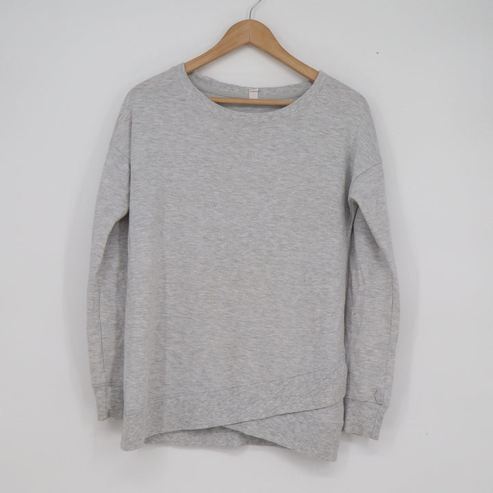 Ideology Womens Gray Heathered Crossover Hem Long Sleeve Sweatshirt XS